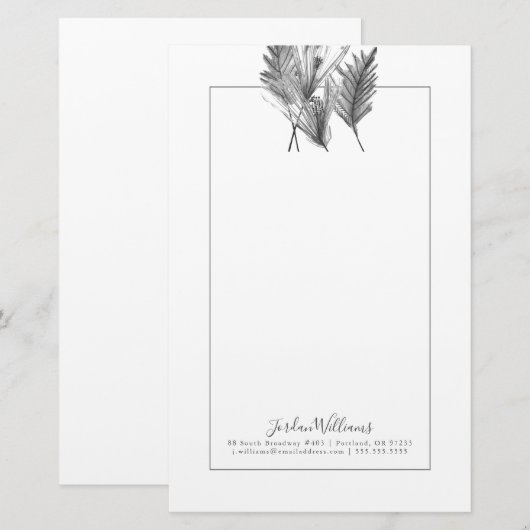 Floral Silhouette - Grijs Briefpapier (Voorkant / Achterkant)