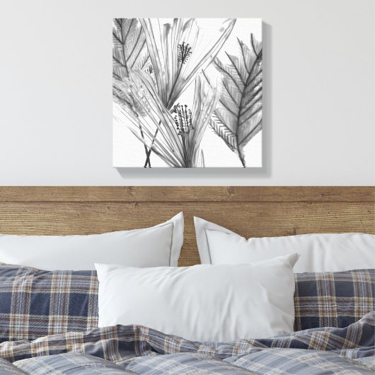 Floral Silhouette - Grijs Canvas Afdruk (Insitu (Slaapkamer))