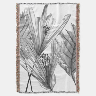 Floral Silhouette - Grijs Deken