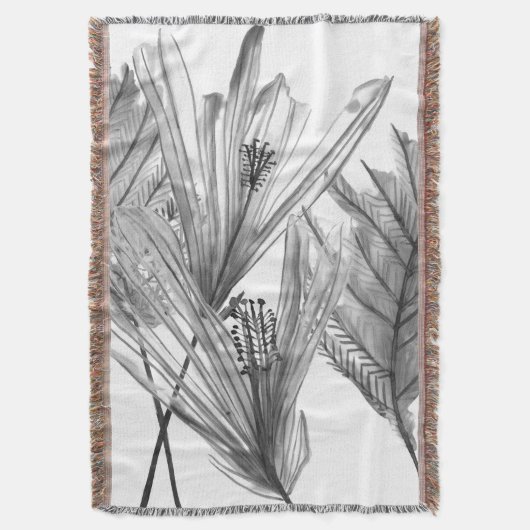 Floral Silhouette - Grijs Deken (Voorkant Verticaal)