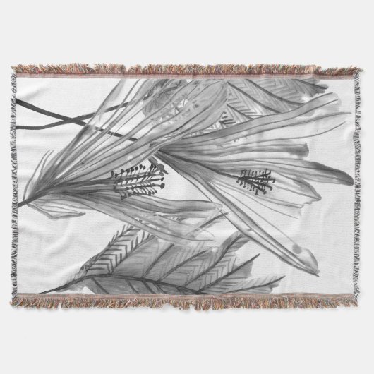 Floral Silhouette - Grijs Deken (Voorkant)