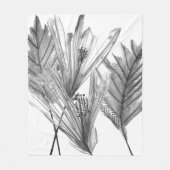 Floral Silhouette - Grijs Fleece Deken (Voorkant)