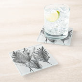 Floral Silhouette - Grijs Glazen Onderzetter (Schuin)