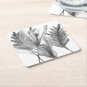 Floral Silhouette - Grijs Kartonnen Onderzetters (Schuin)