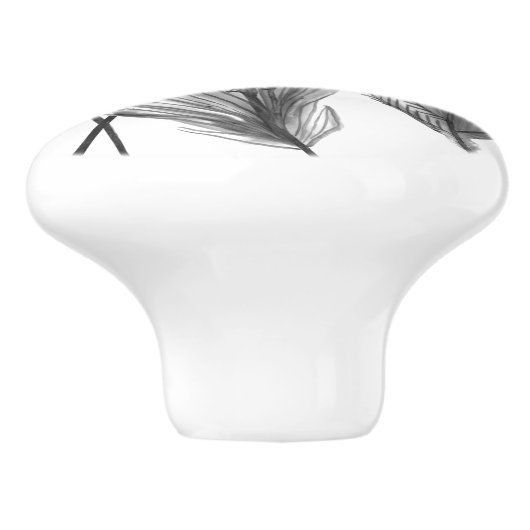 Floral Silhouette - Grijs Keramische Knop (Zijkant)