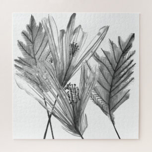 Floral Silhouette - Grijs Legpuzzel