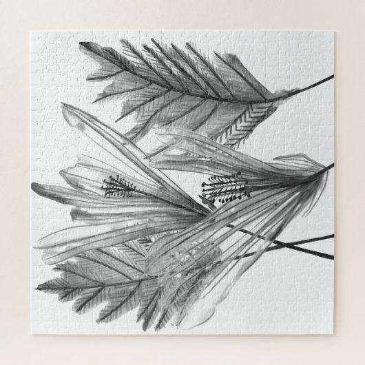 Floral Silhouette - Grijs Legpuzzel (Verticaal)