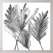 Floral Silhouette - Grijs Poster (Voorkant)