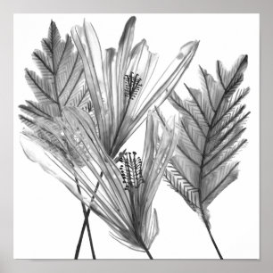 Floral Silhouette - Grijs Poster