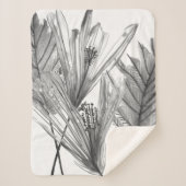 Floral Silhouette - Grijs Sherpa Deken (Voorkant)