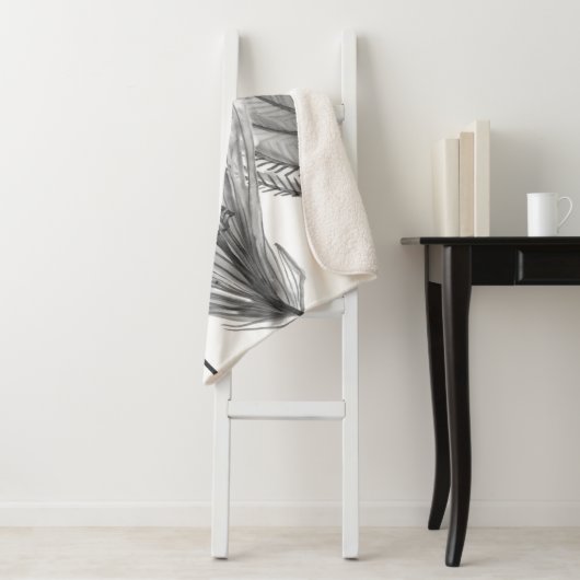 Floral Silhouette - Grijs Sherpa Deken (In situ)