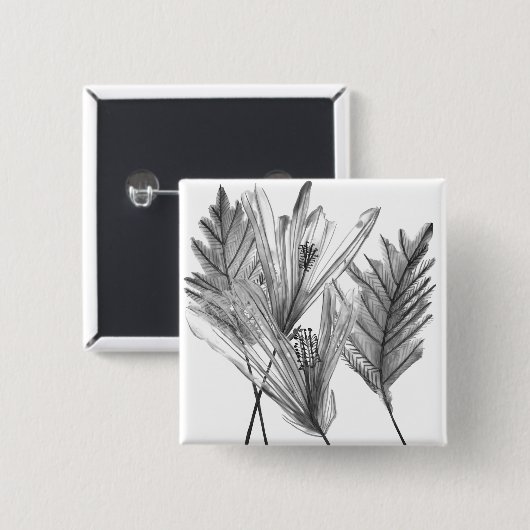 Floral Silhouette - Grijs Vierkante Button 5,1 Cm (Voorkant /achterkant)