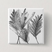 Floral Silhouette - Grijs Vierkante Button 5,1 Cm (Voorkant)