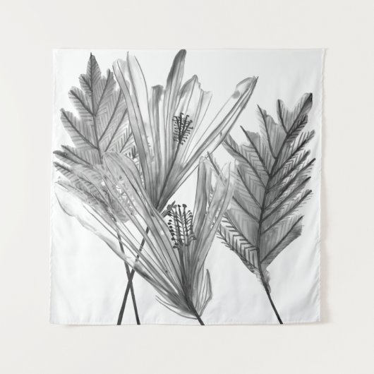 Floral Silhouette - Grijs Wandkleed (Voorkant)