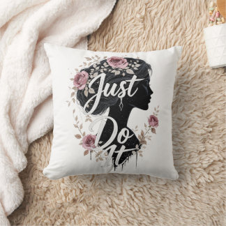 Floral Silhouette Just Do It on Throw Pillow Kussen