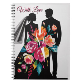 Floral Silhouette | Modern Bride & Groom Art Notitieboek