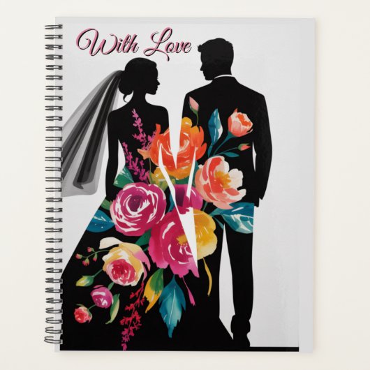 Floral Silhouette | Modern Bride & Groom Art Planner (Voorkant)