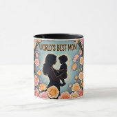 Floral Silhouette Worlds Beste Mama Moederdag Mok (Midden)