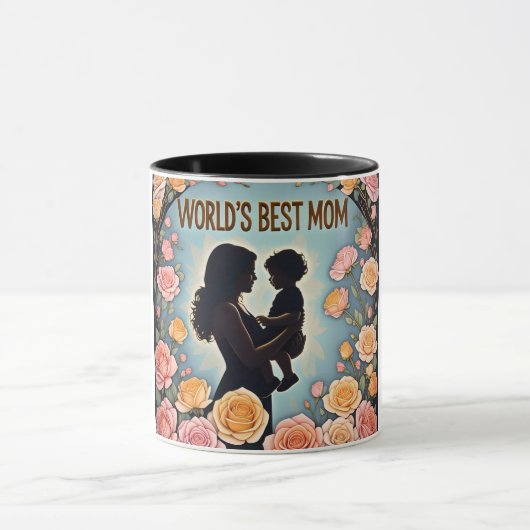 Floral Silhouette Worlds Beste Mama Moederdag Mok (Midden)