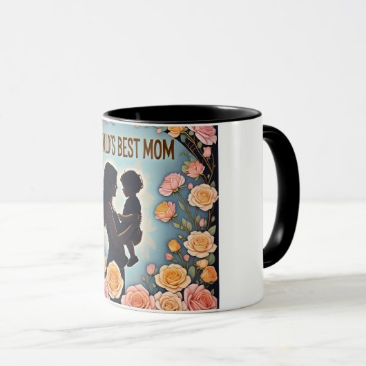 Floral Silhouette Worlds Beste Mama Moederdag Mok (Voorkant rechts)