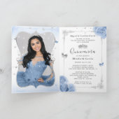 Floral Silver Baby Blue Quinceañera Foto gevolgd (Binnen)
