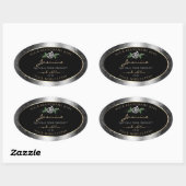 Floral Silver Black Product Labels Sparkle Glitter (Vel)