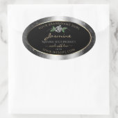 Floral Silver Black Product Labels Sparkle Glitter (Tas)