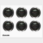 Floral Silver Black Product Labels Sparkle Glitter (Vel)