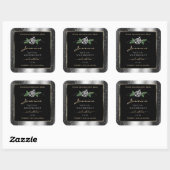 Floral Silver Black Product Labels Sparkle Glitter (Vel)