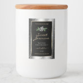 Floral Silver Black Product Labels Sparkle Glitter Voedselcontainer Etiket (Voorkant)