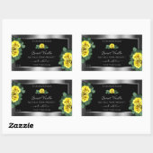 Floral Silver Black Product Labels Yellow Roses (Vel)
