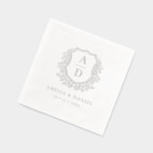Floral Silver Crest Wedding Monogram Folie Servetten (Links)