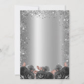 Floral Silver Glitter 25e bruiloft Jubileum Kaart (Achterkant)