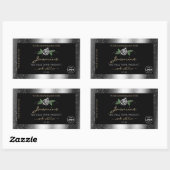 Floral Silver Glitter Black Product Labels Logo (Vel)