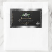 Floral Silver Glitter Black Product Labels Logo (Tas)