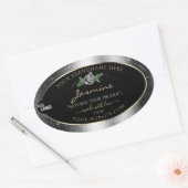 Floral Silver Glitter Black Product Labels Logo (Envelop)