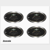 Floral Silver Glitter Black Product Labels Logo (Vel)