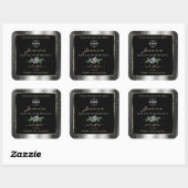Floral Silver Glitter Black Product Labels Logo (Vel)