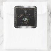 Floral Silver Glitter Black Product Labels Logo (Tas)