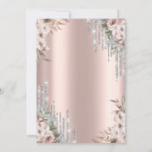 Floral Silver Glitter Drips Roos Gold 60th Kaart (Achterkant)