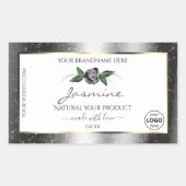 Floral Silver Glitter White Product Labels Logo (Voorkant)
