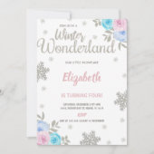 Floral Silver Glitter Winter Wonderland Kaart (Voorkant)