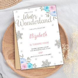 Floral Silver Glitter Winter Wonderland Kaart