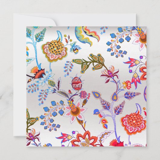 Floral Silver Oriental Spring Chinoiserie Kaart (Achterkant)