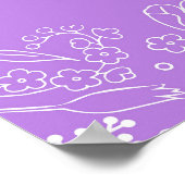 Floral Silver Paars Vintage Weduwschap Welkomsttek Poster (Hoek)