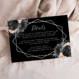 Floral Silver Peach Black Geo Wedding Details Informatiekaartje