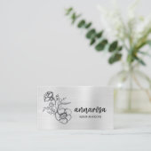 *~* Floral Silver QR LOGO FOTO Elegant Flower Visitekaartje (Staand voorkant)