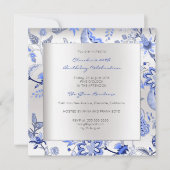Floral Silver Sapphire Spring Chinoiserie Event Kaart (Voorkant)