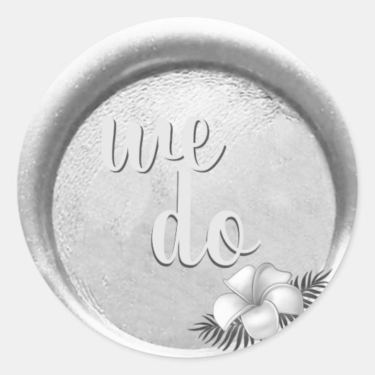 *~ Floral Silver Wax Seal Stamp Wedding Ronde Sticker (Voorkant)