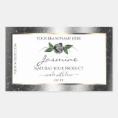 Floral Silver White Product Labels Sparkle Glitter (Voorkant)
